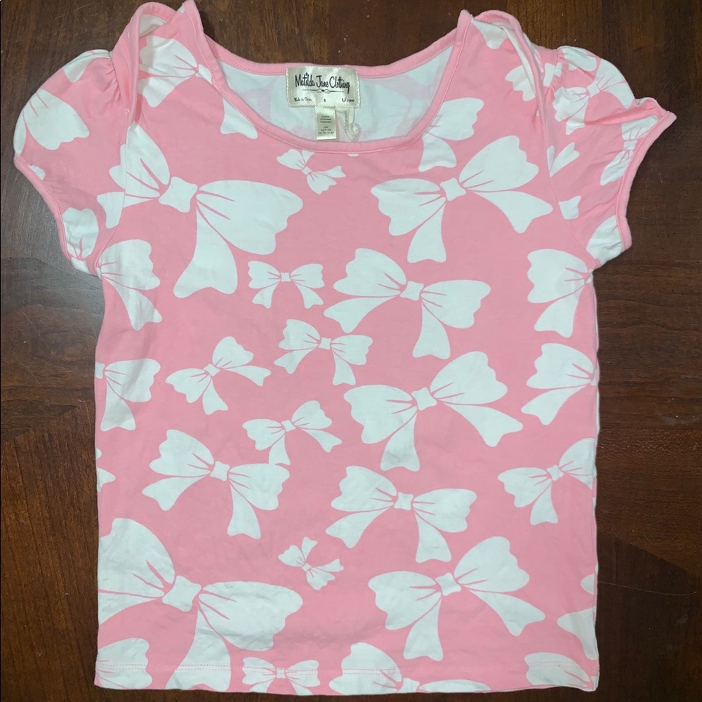 MATILDA JANE GOOD HART PINK BOWS TEE TOP SZ 8